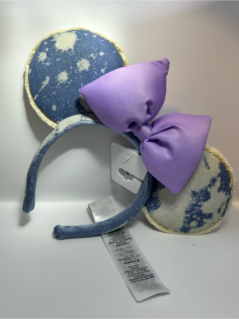 Disney Denim-Print Ear Headband with Lavender Bow - NWT - Picture 4 of 6